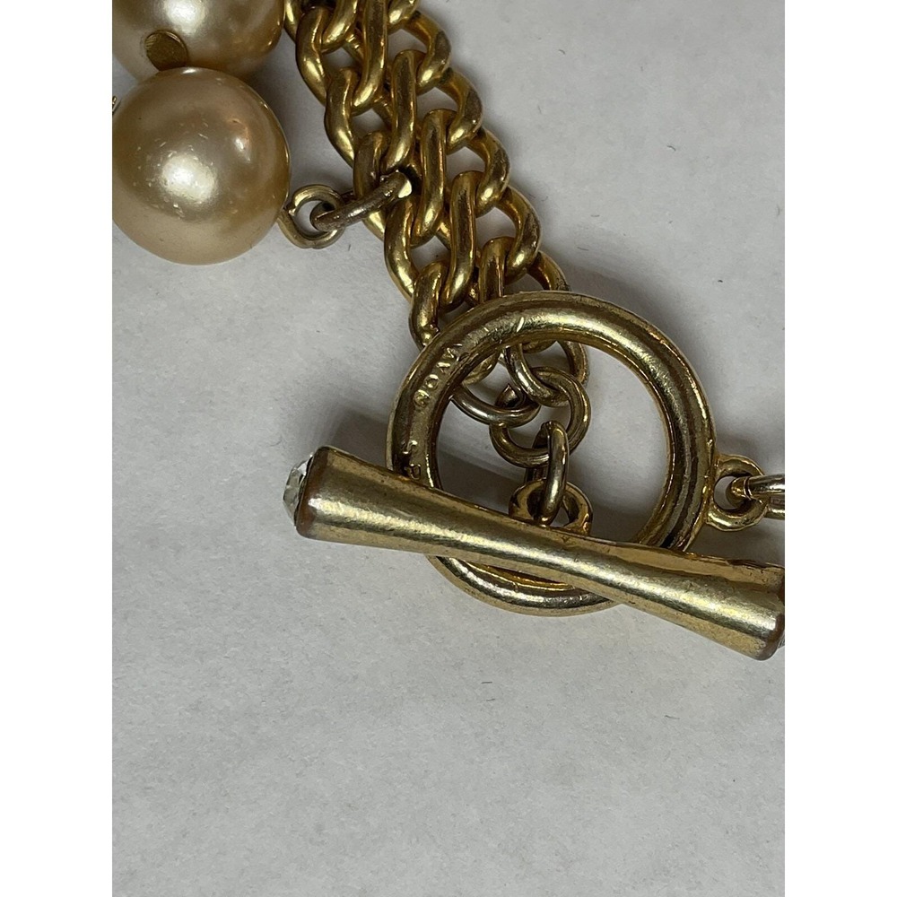 Vintage 70s - 80s Avon Faux Pearl Embellished Rhinestone Tip Bracelet - Picture 3 of 4
